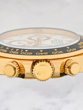 Crown and pushers of Rolex Daytona 126518LN displayed