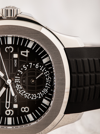 The semi visible dial of Patek Philippe 5164A with a date display