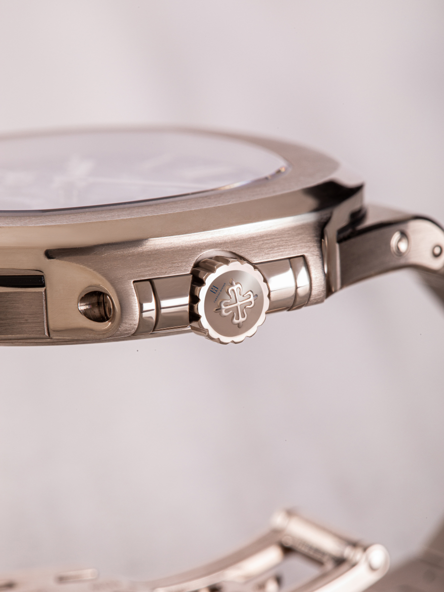 Patek Philippe 5740/1G placed in a manner that the crown is in focus