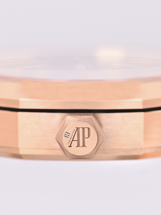 The crown of a Audemars Piguet watch with the AP engrave
