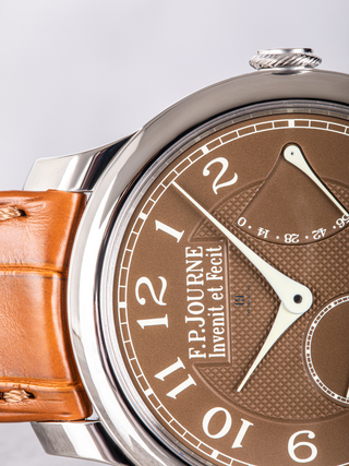 Semi visible dial of F.P. Journe Chronometre Souverain (top part)