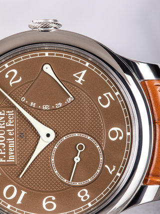 F.P. Journe Chronometre Souverain dial is semi visible (bottom part)