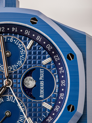 The bottom part of the Audemars Piguet 26579CS dial can be seen in the image