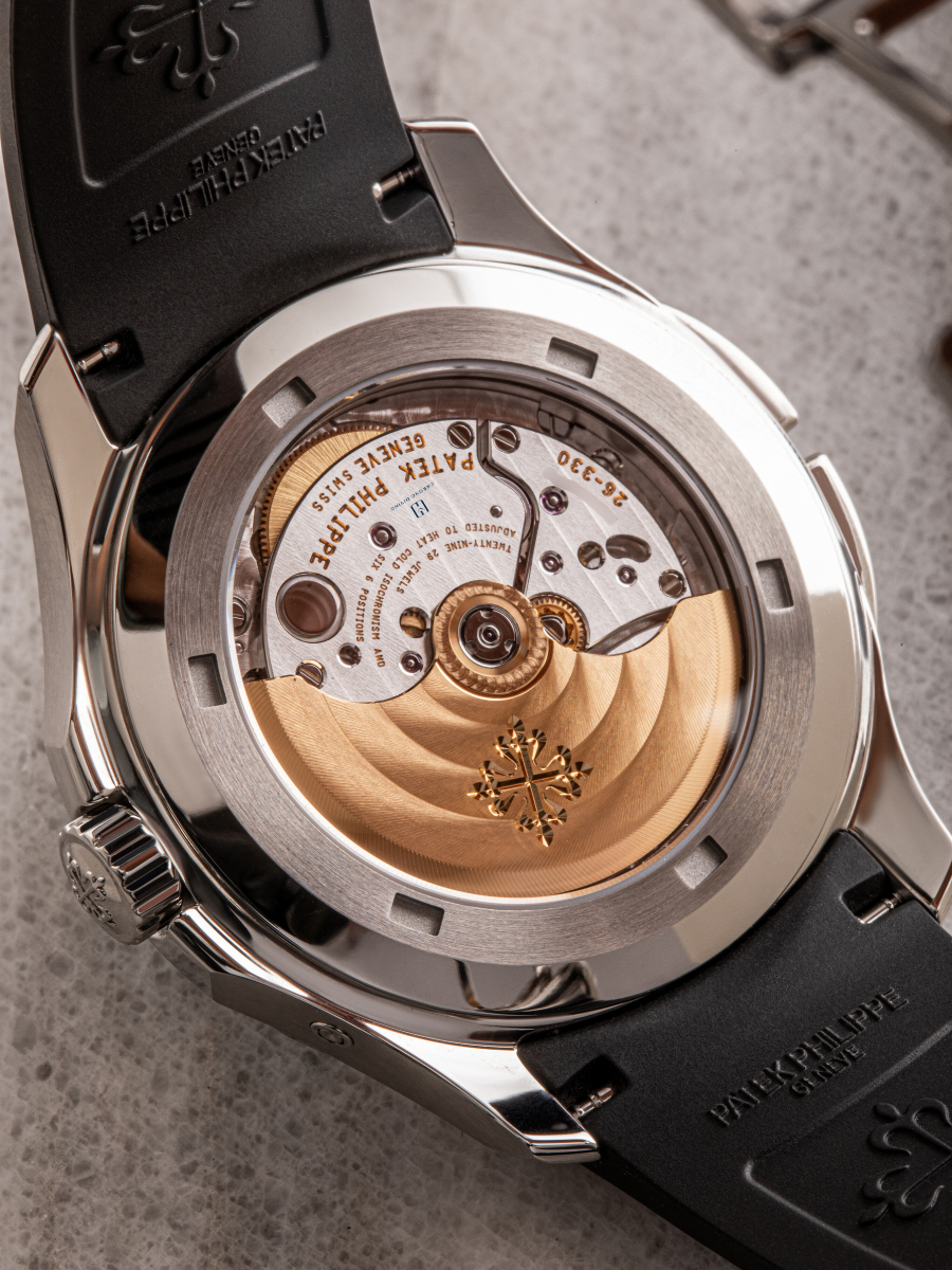 The back of the Patek Philippe 5164A case with visible gears