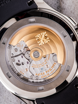 The case of Patek Philippe 5167A with the visible gears