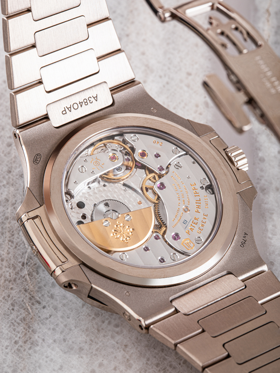 The back of the Patek Philippe 5740/1G with visible gears