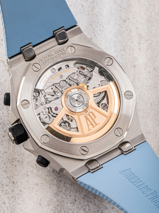 The back part of the Audemars Piguet 26238ST with engrave of 'Royal Oak Offshore'