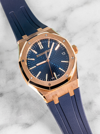 AP Royal Oak 15510OR Leather Blue