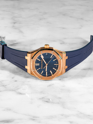 AP Royal Oak 15510OR Leather Blue