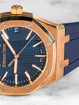 AP Royal Oak 15510OR Leather Blue